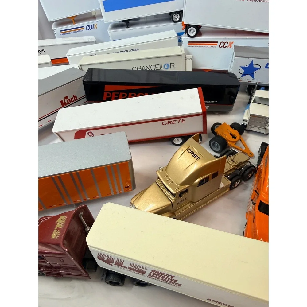 Mixed Semi Truck and Trailer Model Lot Roadway Viking CRST Repair Project
